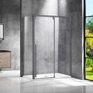 Душевой уголок Vincea Lugano VSR-1L9012CLGM-1 профиль вороненая сталь, стекло прозрачное, 120x90x195