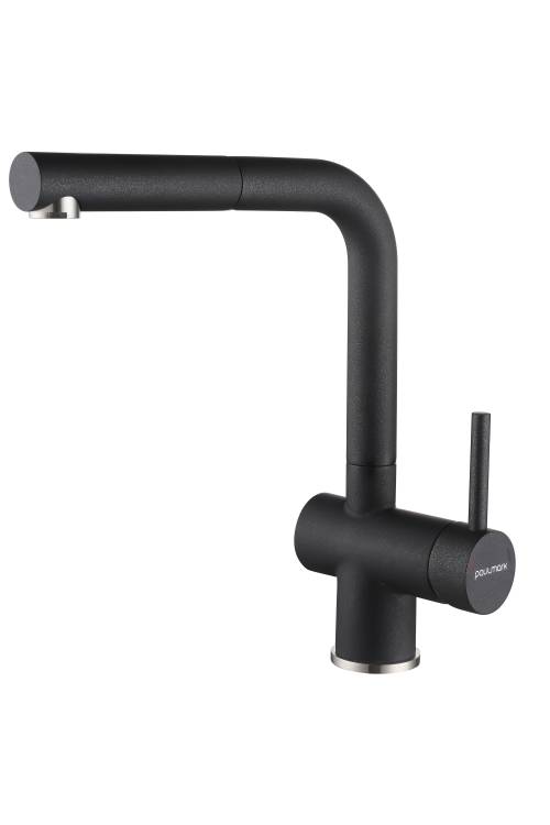 Смеситель для кухни Paulmark Dosse Do214418-BLM с гибким изливом, черный