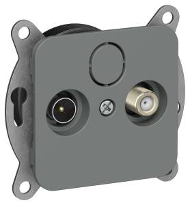 ТВ-розетка TV+SAT оконечная IEK Flite FI-AF23-O-K80 мокрый асфальт