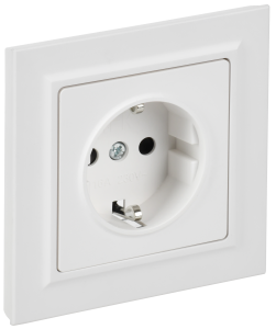 Розетка 1-местная с заземлением и шторками IEK Brite BR-R14-16-K91-F арктический белый