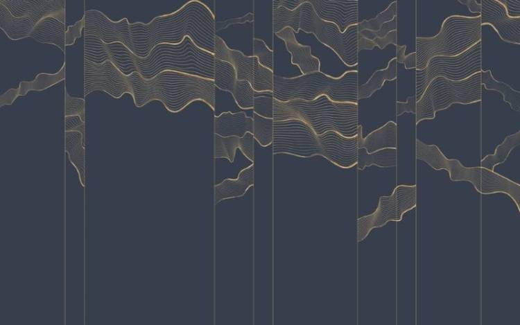 3D Фотообои Artegrafico «Золотая геометрия линий на синем» LST-022 канвас