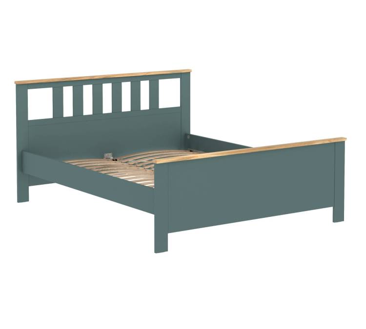 Кровать двуспальная 2.08.04.070.16 Гуд Лакк Сага Темно-бирюзовая/ясень
