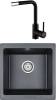 Комплект Paulmark Brilon PM104546-BLM черный металлик + Смеситель Paulmark Honner Ho212018-401TB для кухонной мойки, антрацит