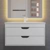 Тумба с раковиной Uperwood Modul 393020560 подвесная, матовая, белая, графит, 80 см фото 4