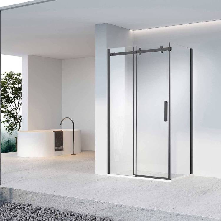 Душевой уголок Vincea Como-N VSR-4CN1012CLB 1200x1000, профиль черный, стекло прозрачное