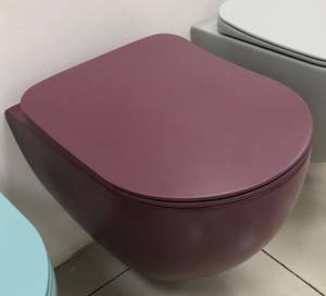Комплект Унитаз подвесной Creavit Free FE322-11BR00E-0000 безободковый, берри матовый + Крышка-сиденье Creavit Free KC0903.01.1900E берри матовый