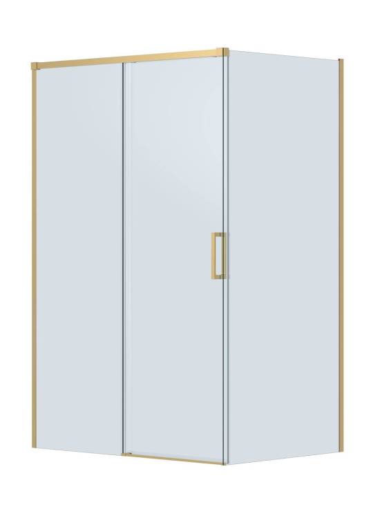 Душевой уголок Cezares PLANE-AH-1-130/90-C-BORO профиль брашированное золото, стекло прозрачное, 130x90x195