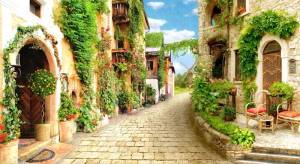 3D Фотообои Artegrafico «Зеленая улочка» RASH-014 акварель