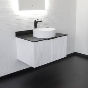 Тумба с раковиной Comforty Тосно-75 00-00008224CF ясень белёный с черной столешницей