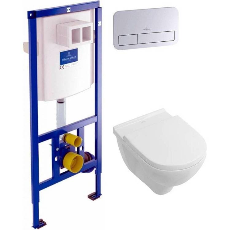 Комплект Унитаз подвесной Villeroy&Boch O.Novo 5660 H101 alpin + Инсталляция 9224 6100 + Кнопка Viconnect 92249061