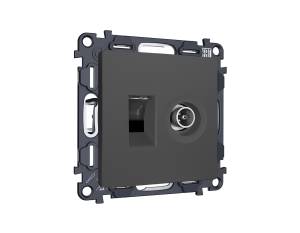 Комплект механизма компьютерной розетки+TV оконечной Ambrella Volt MA MA912510 графит мягкое касание