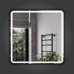 Зеркало Comforty Ситара-80 00-00018683 с подсветкой и антизапотеванием, бесконтактный сенсор, в черной алюминиевой раме