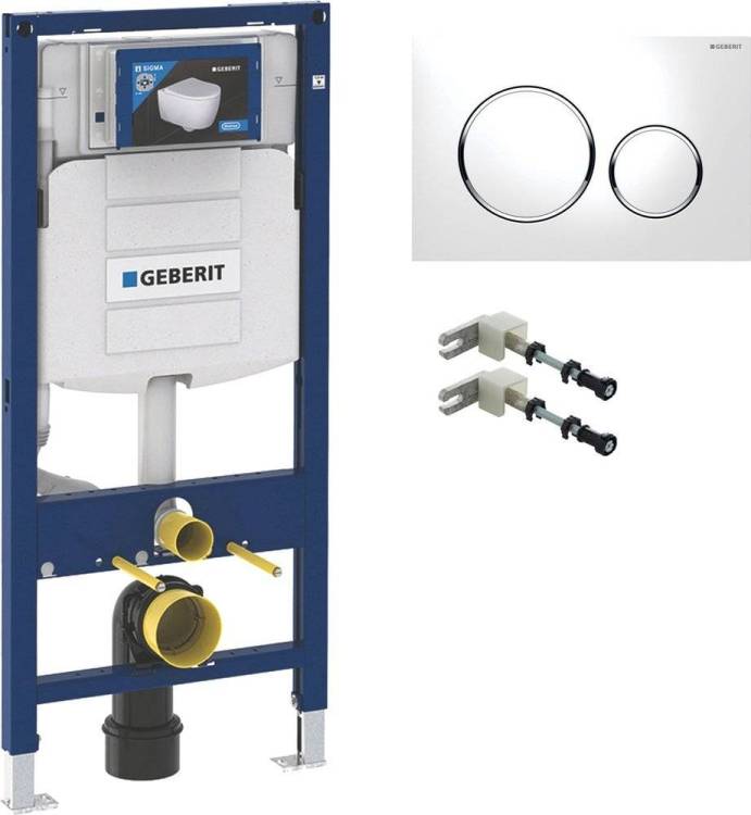 Система инсталляции для унитазов Geberit Duofix UP 320 111.300.00.5 кнопка белая, глянцевый хром
