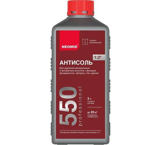 NEOMID 550 АНТИСОЛЬ состав для удаления минеральных высолов, концентрат 1:2 (1л)