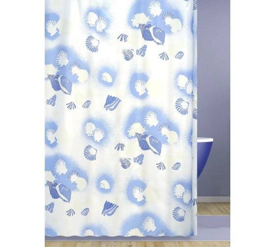 Штора для ванной Bath Plus Sea Snail 2119/0-N 180x180, белый, голубой, синий