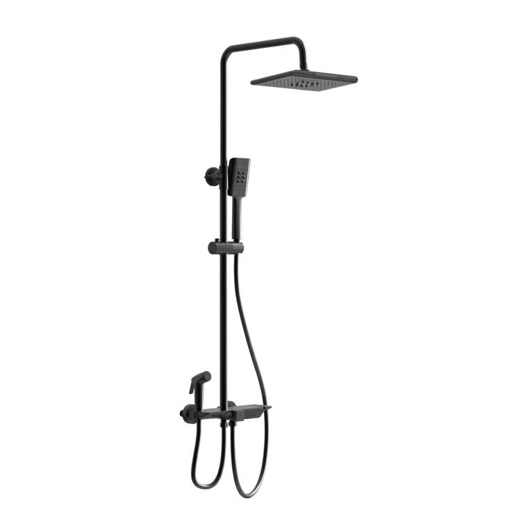 Душевая стойка Wonzon & Woghand WW-B3310-MB черная, с термостатом