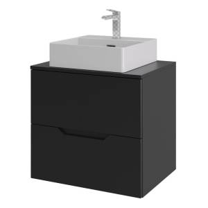 Тумба с раковиной Orange Line Li-60TubMDF+B04-405W черная матовая, 60 см