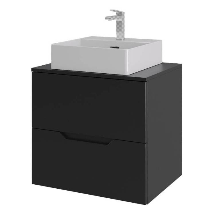 Тумба с раковиной Orange Line Li-60TubMDF+B04-405W черная матовая, 60 см