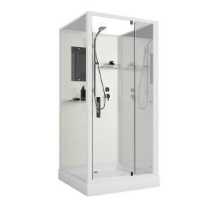 Душевая кабина Niagara Standart ST100/15Q/BK профиль белый, стекло прозрачное, 100x100x200