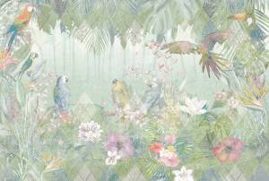 3D Фотообои Artegrafico «Птицы в тропическом саду» TR-018 песок