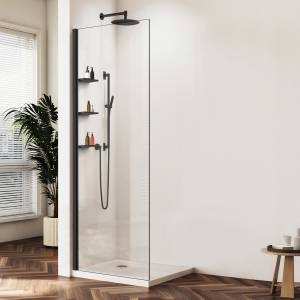 Душевая перегородка Vincea Walk in WS VSW-1HWS700CLB профиль черный, стекло прозрачное, 70x200