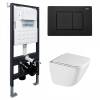 Унитаз с инсталляцией Abber Rechteck AC1220TC-AC0105-AC0120MB безободковый, сиденье микролифт, кнопка черная матовая