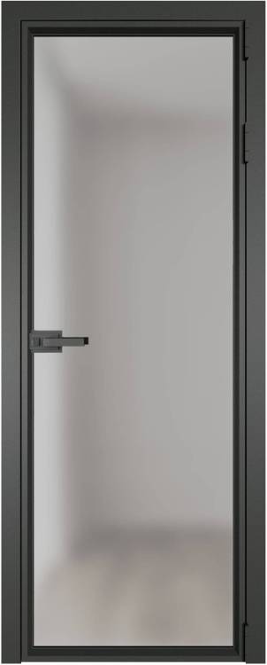 Межкомнатная дверь Profil Doors 1 AV цвет профиля Серая ночь, стекло безопасное 6 мм матовое 800x2000