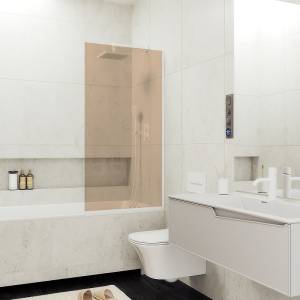 Шторка на ванну MaybahGlass MGV-67-1у стекло бронза, профиль белый матовый, 1400x500