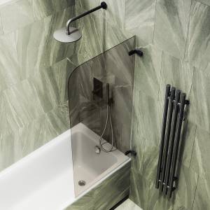 Шторка на ванну MaybahGlass MGV-648-6 40.5x140, поворотная, стекло сатин 6 мм, профиль черный