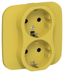 Розетка 2-местная с заземлением IEK Flite FI-R21A-16-K44 желтый карри