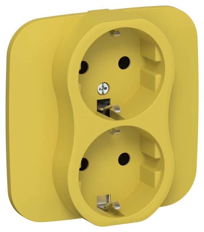 Розетка 2-местная с заземлением IEK Flite FI-R21A-16-K44 желтый карри