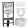 Комплект Унитаз подвесной Ceramica Nova Metric CN3007 + Система инсталляции Envision CN1002W с белой кнопкой смыва и шумоизоляционной панелью CN1000