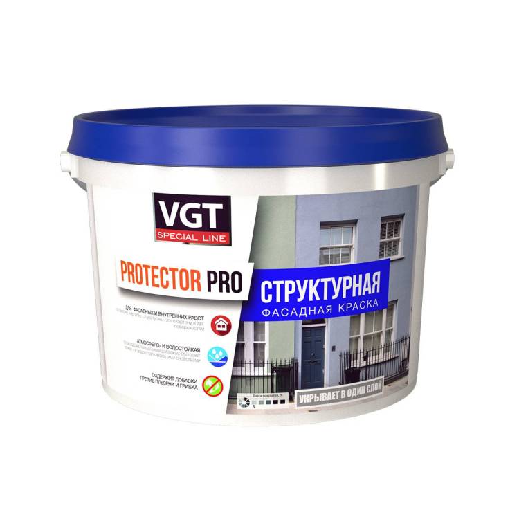 Краска для наружных и внутренних работ VGT Protektor Pro Структурная 7 кг