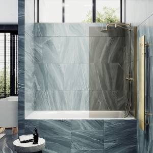 Шторка на ванну MaybahGlass MGV-70-3ш стекло бронза, профиль золото, 1400x800