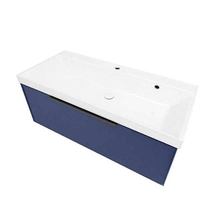 Тумба с раковиной La Fenice Simpla Blu Grigio NFNC-01-SIM-BG-100-3-100 синяя матовая, 100 см
