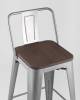 Набор из 6 полубарных стульев Stool Group Tolix YD-H675E-W YG-15 X6 серебристый матовый, темное дерево, со спинкой фото 7