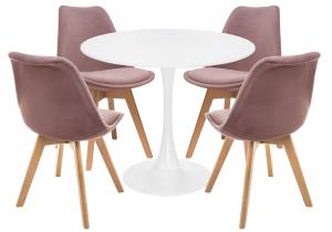 Обеденная группа Woodville Ахели 528185 light purple, wood, white, стулья велюр