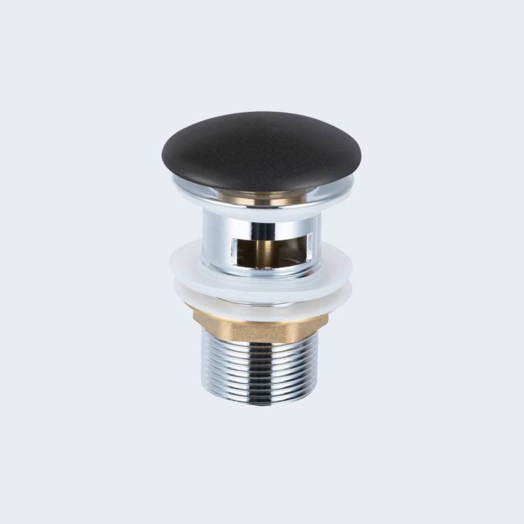 Донный клапан Vincea DBS-216MB крышка черная матовая, с переливом