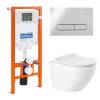 Комплект Унитаз подвесной BelBagno Sfera-R BB046CHR с сиденьем BB2111SC + Система инсталляции для унитазов BelBagno BB002-80 с кнопкой смыва BB005-PR-CHROME