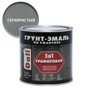 Грунт-эмаль по ржавчине 3 в 1 графитовая алкидная Dali матовая серебристый 0.75 л