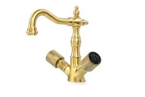 Смеситель для раковины Boheme Royal Crystal black 312-Royal/CRST Black высокий, бронза