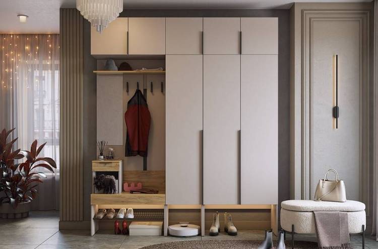 Стенка для прихожей Mebelson Баско К7 ПК07Баско.3369 кашемир/дуб крафт золотой