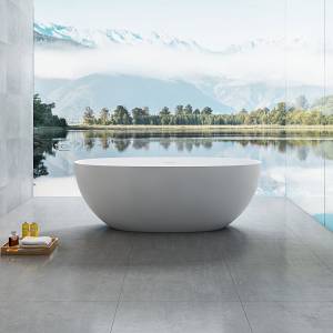 Ванна из искусственного камня Vincea Solid Surface VBT-6S01MW 1700x750x550, белый матовый, слив-перелив в комплекте