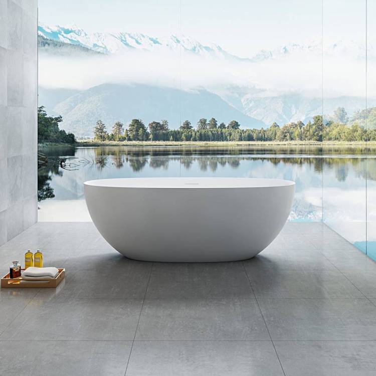 Ванна из искусственного камня Vincea Solid Surface VBT-6S01MW 1700x750x550, белый матовый, слив-перелив в комплекте