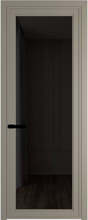 Межкомнатная дверь Profil Doors 1 AGP цвет профиля Никель матовый, стекло безопасное 6 мм черное тонированное 800x2000