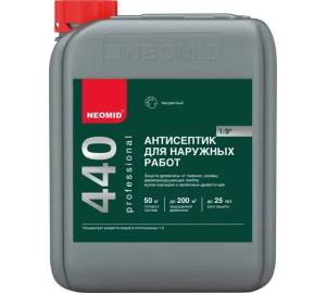 NEOMID 440 ECO АНТИСЕПТИК универсальный, защита до 25 лет, концентрат 1:9, бесцветный (5л)