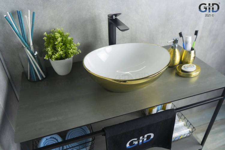 Раковина Gid Esfera Nc999 52229 белая с золотом, 41x34x15