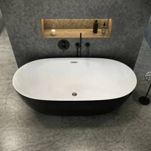 Акриловая ванна Cerutti Spa Skye CT10877 черная снаружи, белая внутри, 170x75