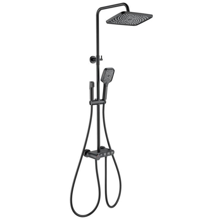 Душевая стойка Wonzon & Woghand WW-B3112-MB черная, с термостатом