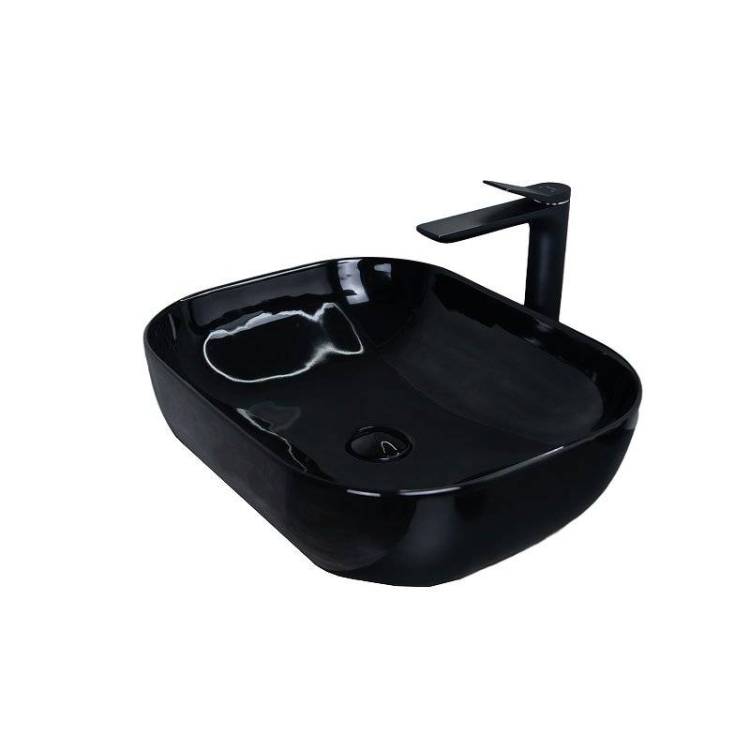 Раковина Gid Geométrico 53347 BL1302 50 см, черная глянцевая